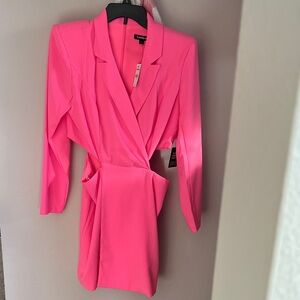 Express Vibrant Pink Blazer Dress